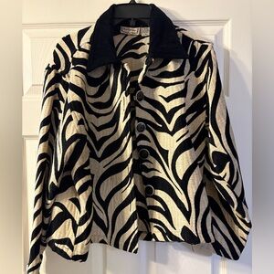 New Directions Zebra Print Button-Up Jacket